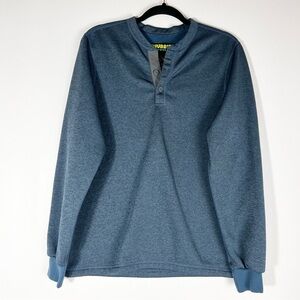 Chubbies Men's S Slate Blue Fleece Long Sleeve Henley Wanderers Club Pullover